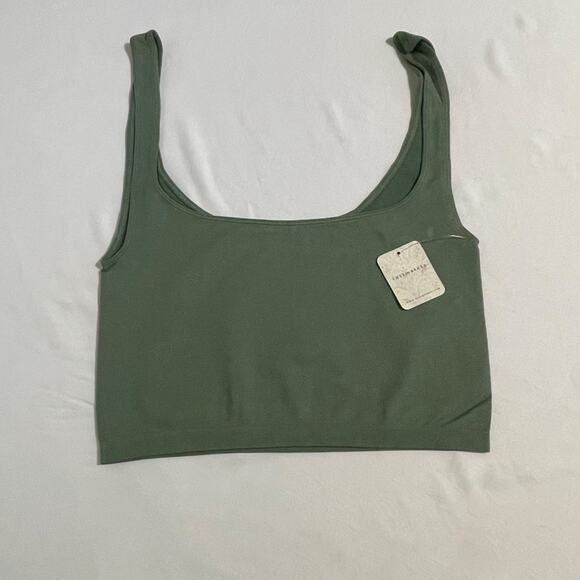 Free People Intimately Scoop-Neck Crop Tank Top New Green Size M/L - Picture 4 of 8